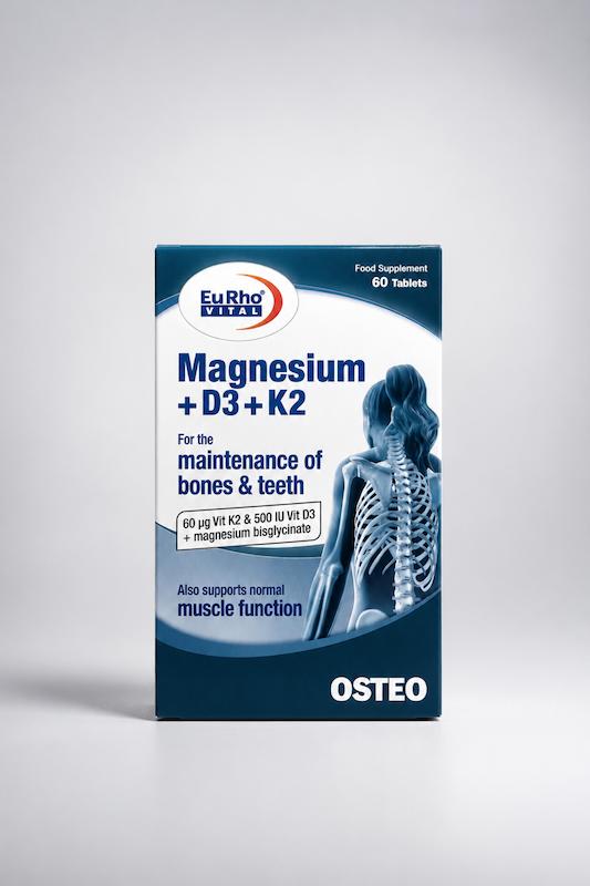 قرص منیزیم پلاس د ۳ و کا ۲ یوروویتال___Eurovital Magnesium Plus D3 and K2 Tablets