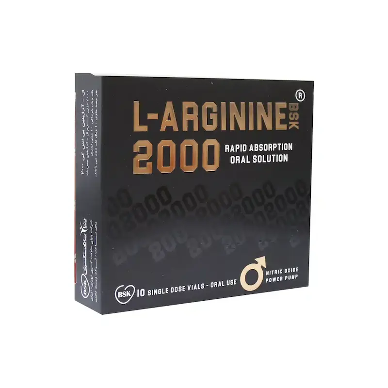 ویال آل آرژنین ۲۰۰۰ میلی گرم بی اس کی ۱۰ عدد___BSK L Arginine ۲۰۰۰ mg Vials 1 Pes