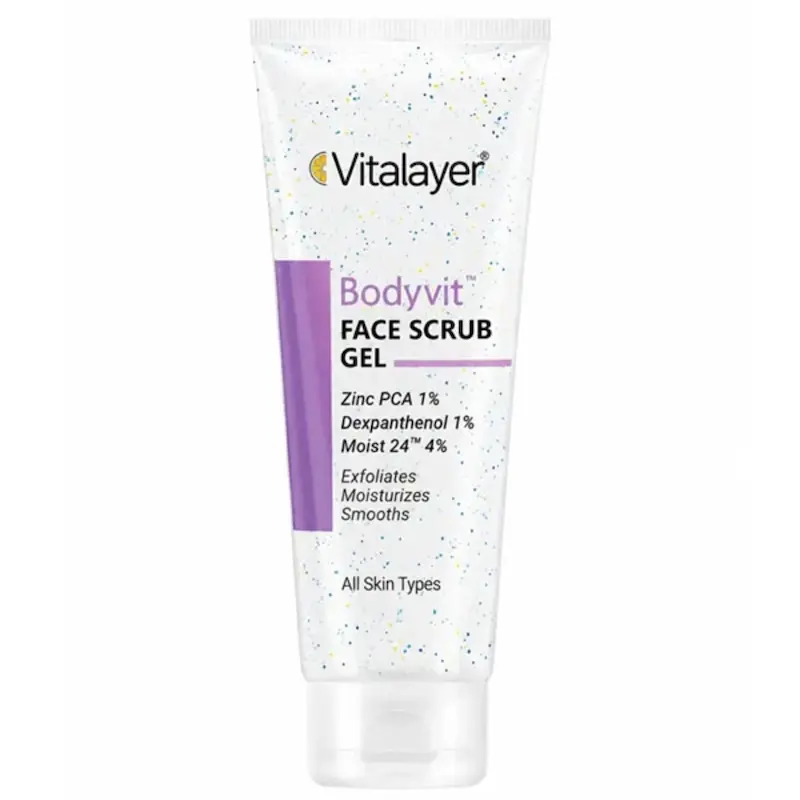ژل اسکراب صورت ویتالیر بادی ویت (Bodyvit) مناسب انواع پوست ۱۵۰ میلی‌لیتر_________ Vitalayer Bodyvit Face Scrub Gel for All Skin Types 150 ml