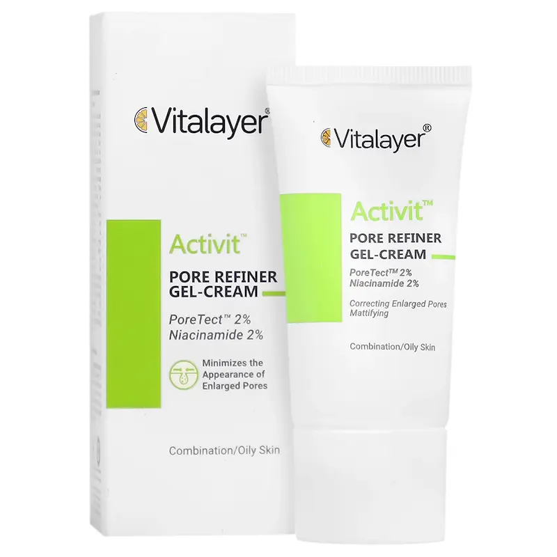 کرم ژل جمع‌کننده منافذ پوست ویتالیر اکتیویت (Activit Pore Refiner Gel-Cream) 30 میلی‌لیتر_______ Vitalayer Activit Pore Refiner Gel-Cream 30ml | Niacinamide 2% & PoreTect 2%