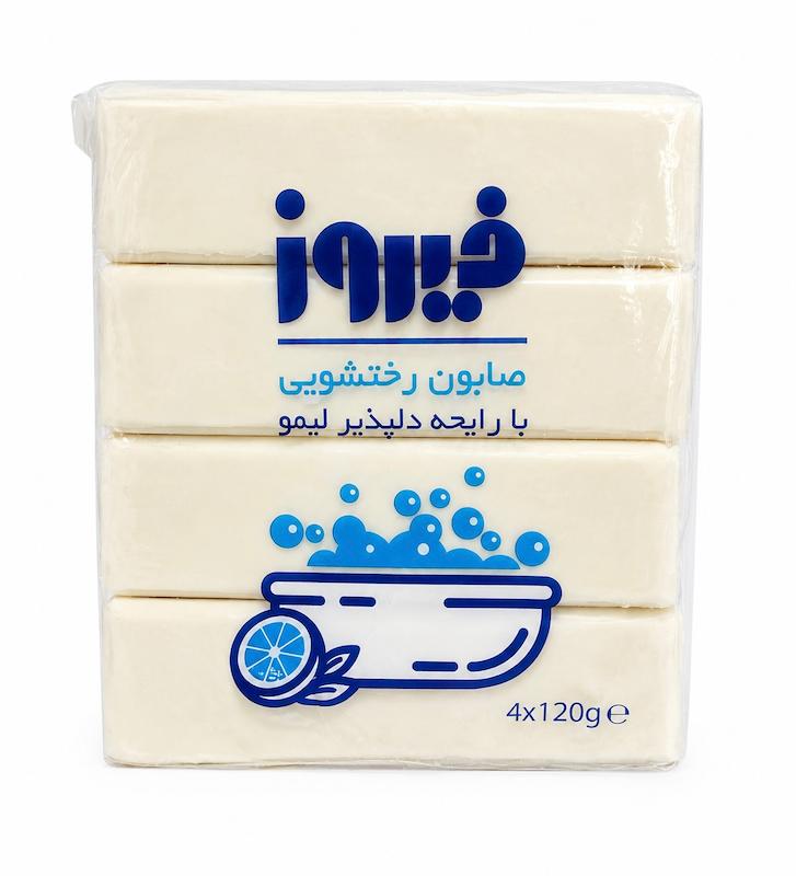 صابون رختشویی فیروز با رایحه دلپذیر لیمو ۴×۱۲۰ گرم________  Firooz Lemon Scent Laundry Soap Bar 4×120 g 