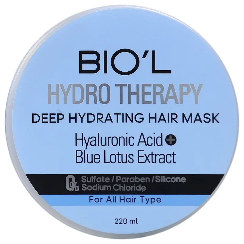 ماسک مو هیالورونیک اسید و لوتوس آبی حجم ۲۲۰ میل Hydro Therapy Hair Mask Biol