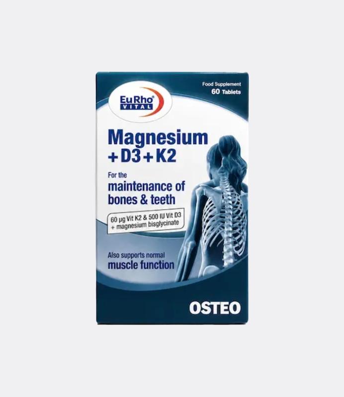 قرص منیزیم پلاس د ۳ و کا ۲ یوروویتال Eurovital Magnesium Plus D3 and K2 Tablets