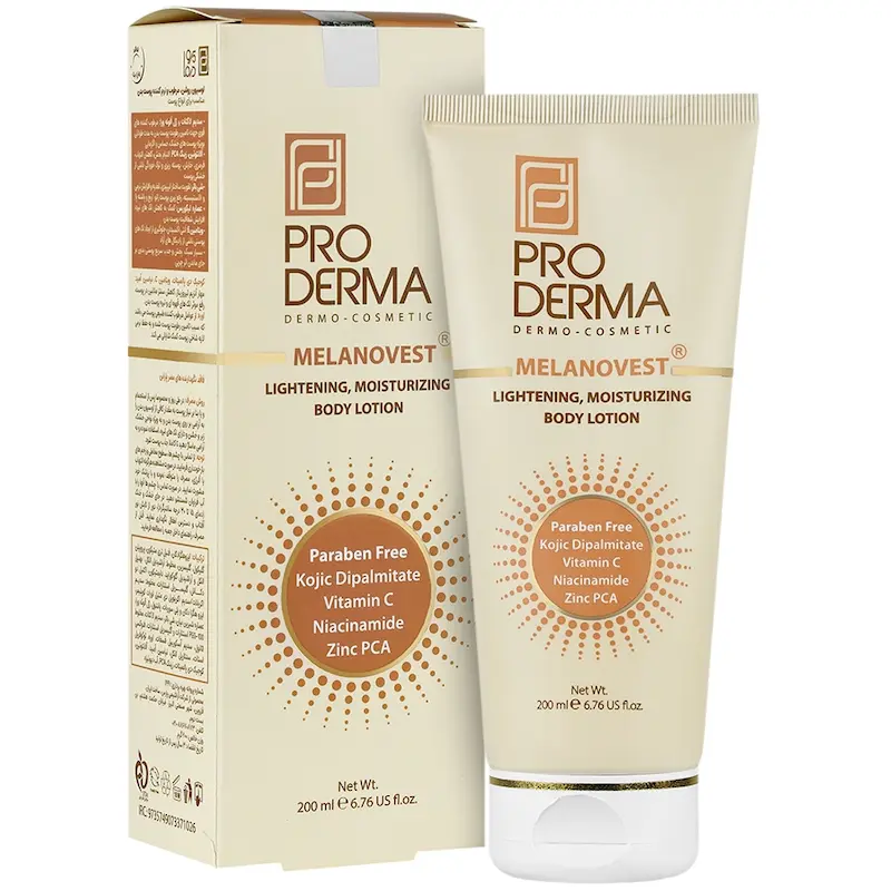 لوسیون روشن کننده و مرطوب کننده بدن ملانووست پرودرما 200 گرم Proderma Melanovest Lightening and Moisturizing Lotion 200 gr