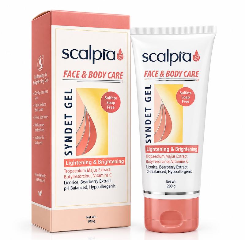 ژل شوینده غیر صابونی صورت و بدن انواع پوست اسکالپیا 200 میلی لیتر  Scalpia Face and Body Care Syndet Gel for All Skin Types 200ml