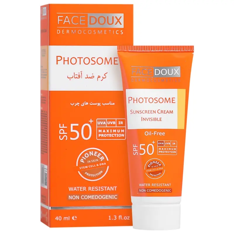 کرم ضد آفتاب بی رنگ فیس دوکس مدل Photosome با SPF50 مناسب پوست چرب حجم 40 میلی لیتر