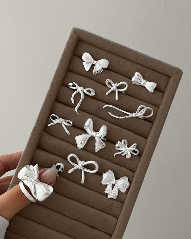 انگشتر آبکاری نقره پاپیون