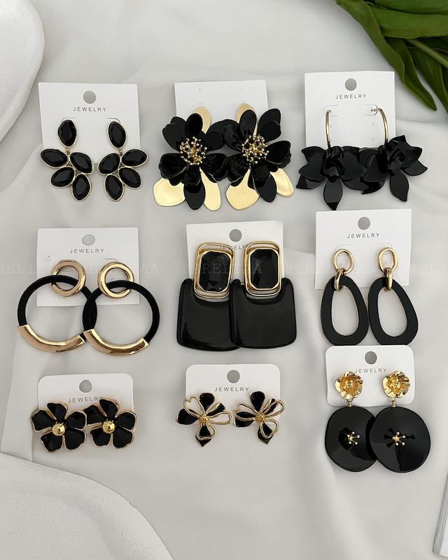 کالکشن گوشواره مشکی و کرمی