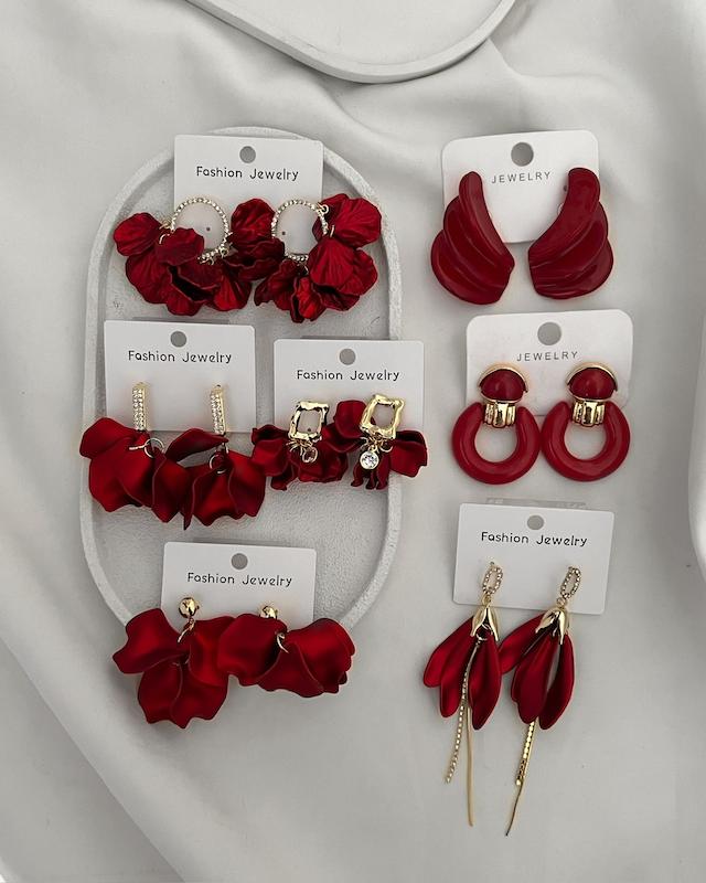 کالکشن گوشواره های قرمز و زرشکی