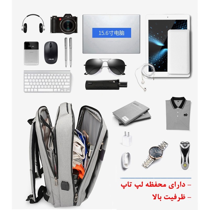 کوله پشتی لپ تاپ مدل 069 مناسب برای لپ تاپ تا 15.6 اینچی