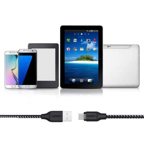 کابل شارژ USB به میکروUSB آکی سیم کنفی 2 متر مدل Aukey CB-AM2
