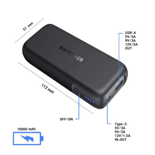 پاوربانک راوپاور 20 هزار 60 واتی مدل Ravpower RP-PB201