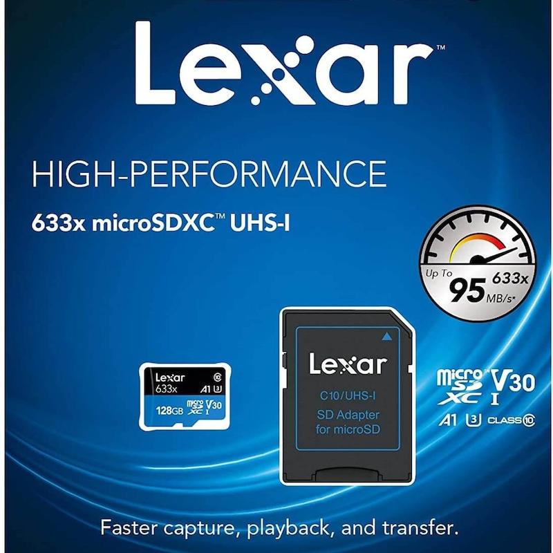 کارت حافظه میکرو اس دی UHS-1 لکسار 128 گیگ A1 مدل Lexar 633X