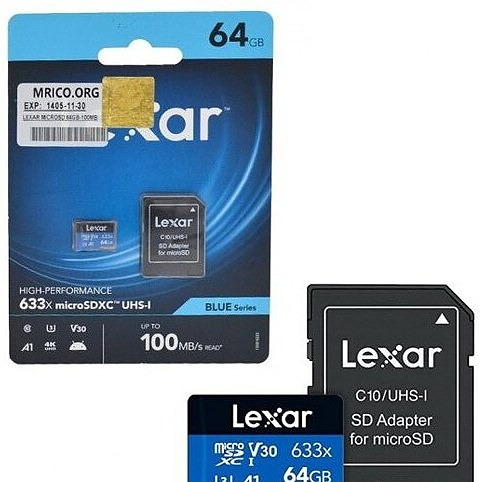 کارت حافظه میکرو اس دی UHS-1 لکسار 64 گیگ A1 مدل Lexar 633X