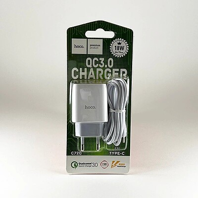 شارژر دیواری هوکو مدل c72q به همراه کابل تبدیل USB-C