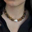 گردنبند مروارید پرورشی و Tiger eye🌾