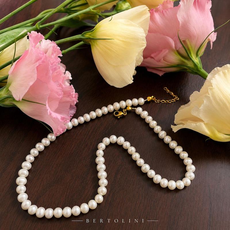گردنبند مروارید طبیعی گرد 