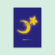 کارت پستال فانتزی طرح ماه و ستاره با تصویرسازی هنری و چاپ باکیفیت
