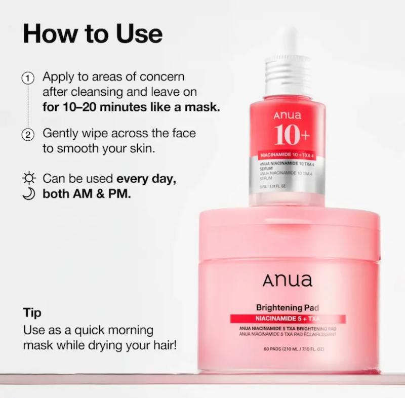 پد روشن کننده نیاسینامید و txa آنوا brightening pad anua