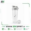 شیکر ورزشی درب قفل‌دار به‌همراه توپک همزن (دو رنگ مشکی و شفاف)