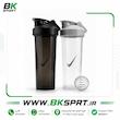 شیکر ورزشی درب قفل‌دار به‌همراه توپک همزن (دو رنگ مشکی و شفاف)
