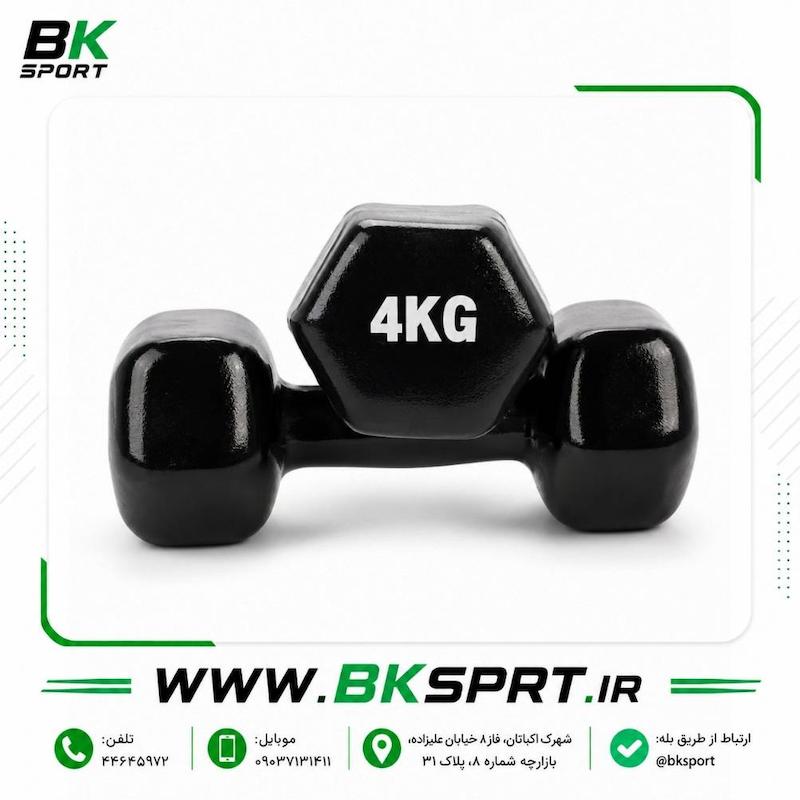 دمبل روکش‌دار ۴ کیلوگرمی شش‌ضلعی