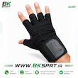 دستکش بدنسازی مچ‌دار پاپو (PAPU) طرح Grip PowerPads | نیم‌انگشتی و ضد لغزش
