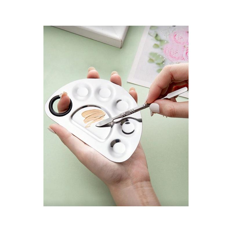 ست پالت و کاردک استیل ضدزنگ میکاپ و ناخن 