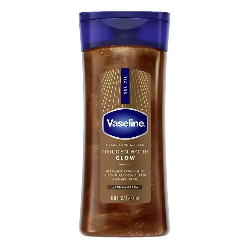 ژل روغن بدن شاین‌دار و آبرسان گلدن آور با کره کاکائو وازلین Vaseline