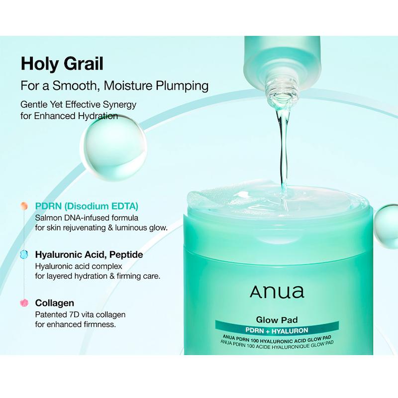 پد آبرسان و درخشان کننده پوست آنوا PDRN 100 Hyaluronic Acid Glow Pad