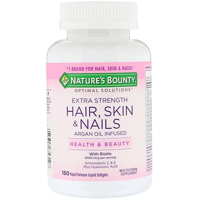 کپسول تقویت کننده مو، پوست و ناخن اوپتیمال سلوشن نیچرز بونتی Nature's Bounty Optimal Solutions Extra Strength Hair, Skin & Nails code N-1