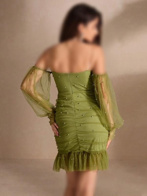 پیراهن دکلته سبز 