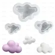 سه قالب سیلیکونی ابر سفید با اندازه‌های کوچک تا متوسط، نمایش در چیدمان مثلثی روی زمینه روشن برای تأکید بر فرم فانتزی.