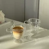 ماگ شیشه ‌ای دوجداره دسته‌ دار (طرح کلاسیک)