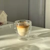 ماگ شیشه ‌ای دوجداره دسته‌ دار (طرح کلاسیک)