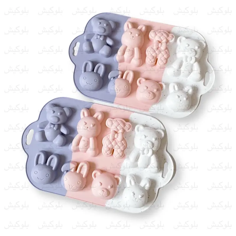 قالب سیلیکونی فانتزی ۱۲ خانه با طرح خرس و حیوانات مختلف