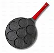 نمای ماهیتابه پنکیک حیوانات بلوکیش استور با دسته قرمز و قالب هفت‌خانه برای پخت همزمان پنکیک‌های شکل‌دار