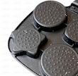  نمای کلی ماهیتابه چهار قسمتی نچسب بلوکیش، دسته چوبی و دیزاین خلاقانه برای پخت تخم‌مرغ، پنکیک و خوراک جداگانه