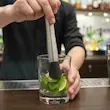 ابزار مادلر تمام استیل بارتندری با سر پلاستیکی دندانه‌دار مخصوص موهیتو و نوشیدنی‌های میوه‌ای خانگی