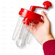 پارچ همزن‌دار و خمیرریز دوکاره بلوکیش استور با درب قرمز و دسته چرخشی مناسب مخلوط کردن و ریختن خمیر پنکیک