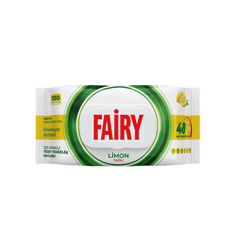 دستمال سطوح چند منظوره فیری رایحه لیمو بسته۱۰۰ عددی