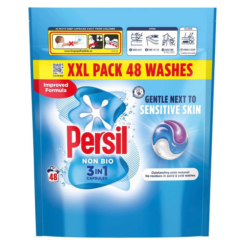 قرص ماشین لباسشویی پرسیل Persil مدل Non Bio مخصوص پوست‌های حساس بسته 48 عددی