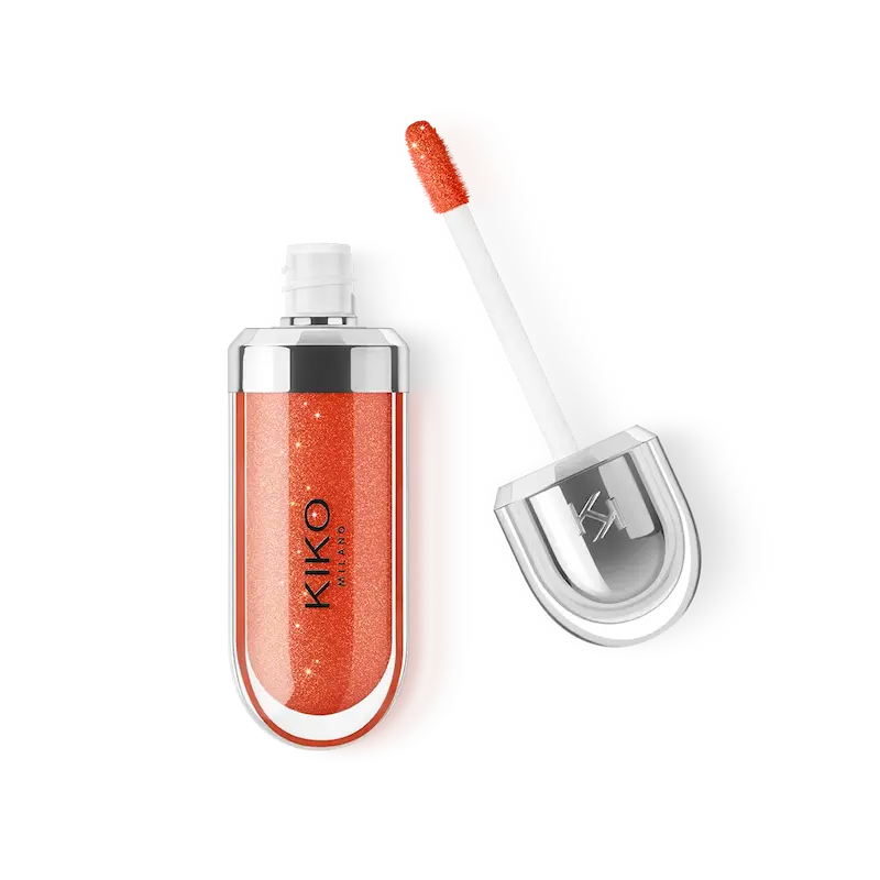 لیپ‌گلاس کیکو KIKO شماره 34 – رنگ Pearly Blood Orange | براق‌کننده لب با شاین صدفی نارنجی خونی