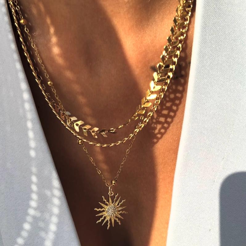 گردنبند ۳ لاین متصل خورشید