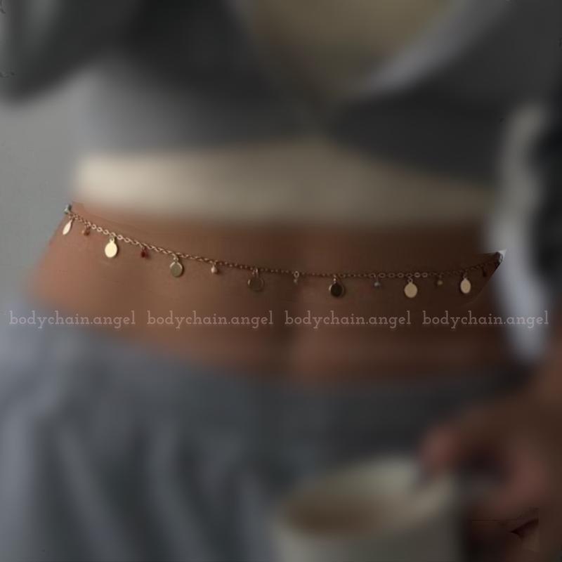 زنجیر شکم پولکی رنگی / زنجیر کمر استیل