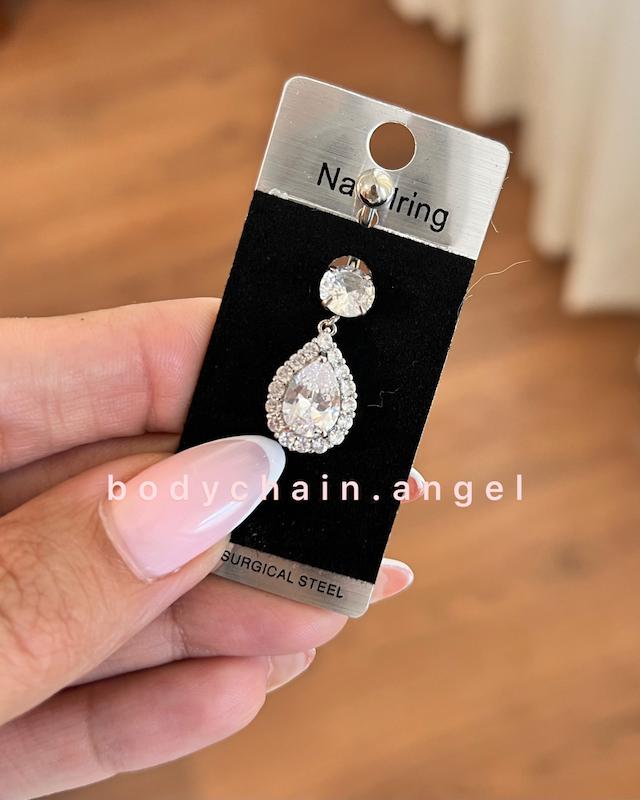 پیرسینگ ناف طرح جواهر اشکی آویز