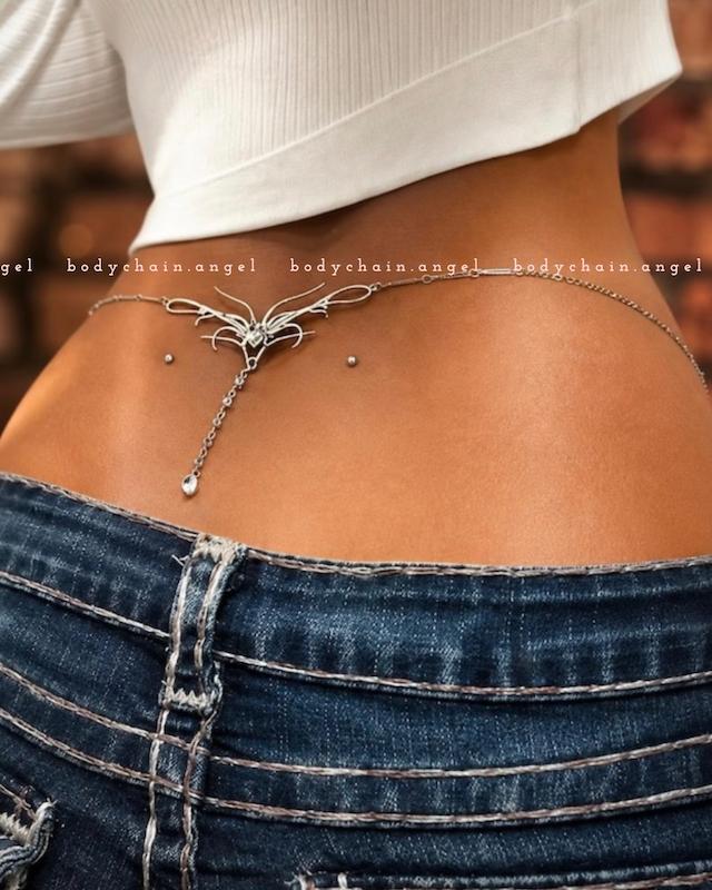 زنجیر پشت کمر نقره ای جذاب