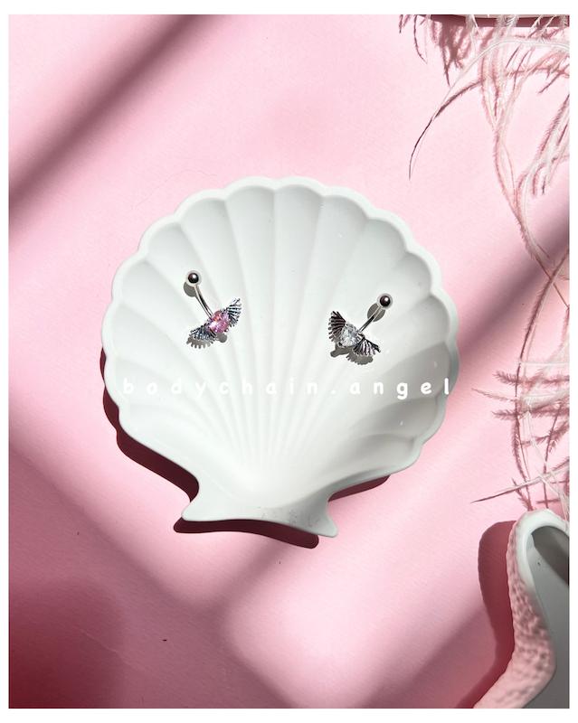 پیرسینگ واقعی ناف قلب بالدار