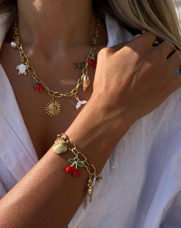 ست گردنبند و دستبند البالو و توت فرنگی