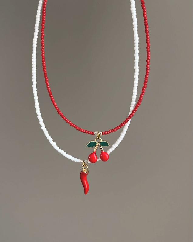 گردنبند منجوقی گیلاس و فلفلی